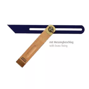   MIB Állítható szögű asztalos derékszög bükkfa szárral, kék színű nyéllel, 250mm x 28mm x 1.0mm, 03045022