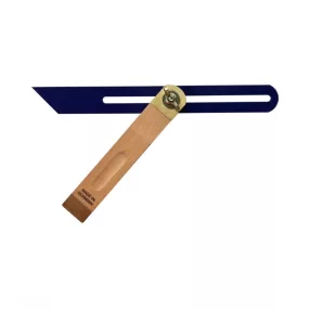   MIB Állítható szögű asztalos derékszög bükkfa szárral, kék színű nyéllel, 300mm x 28mm x 1.0mm, 03045023