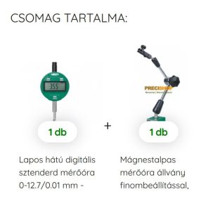   Digitális mérőóra állvánnyal 0-12.7/0.01 mm Insize 2112-10F + 6210-80