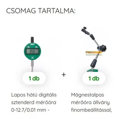   Digitális mérőóra állvánnyal 0-12.7/0.01 mm Insize 2112-10F + 6210-80
