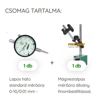   Analóg mérőóra állvánnyal 0-10/0.01 mm - Insize 2308-10FA + 6201-60
