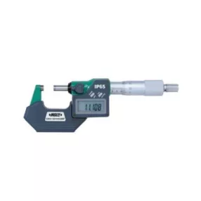   Digitális IP65 vizálló külső mikrométer frikciós dobbal 0-25/0.001 mm - Insize 3108-25FA, NAH-os magyar kalibrálási bizonyítvánnyal