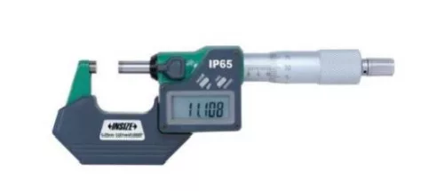 Digitális IP65 vizálló külső mikrométer frikciós dobbal 0-25/0.001 mm - Insize 3108-25FA, NAH-os magyar kalibrálási bizonyítvánnyal
