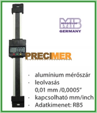 MIB 02026290 Digitális egypofás tolómérő 100 mm, Függőleges kivitel ,alumínium mérőszár