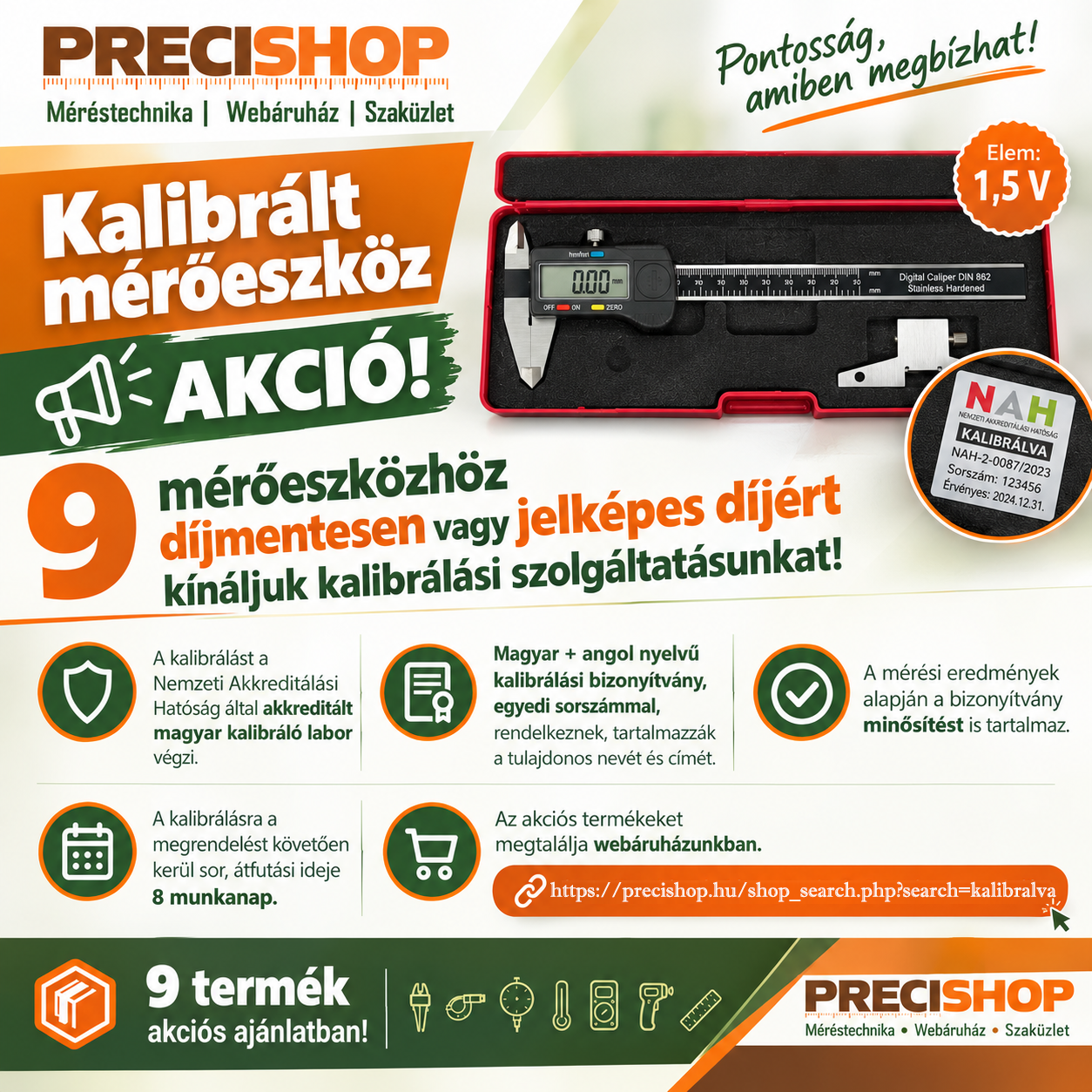 PreciShop kalibrált mérőeszköz akció 2026